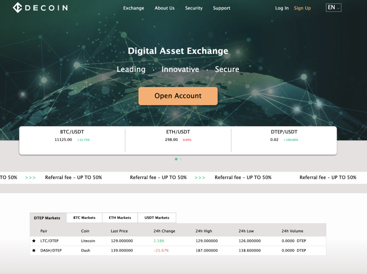 Project Screenshot - https://www.decoin.io