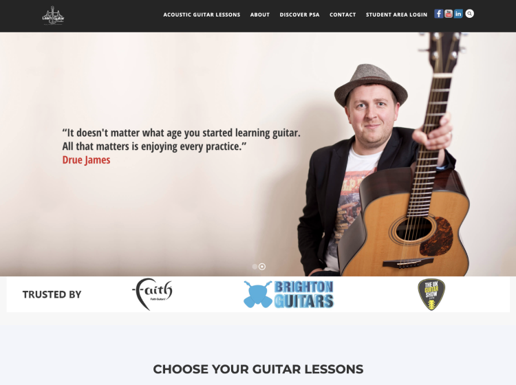 Project Screenshot - https://www.learnguitarinlondon.com/